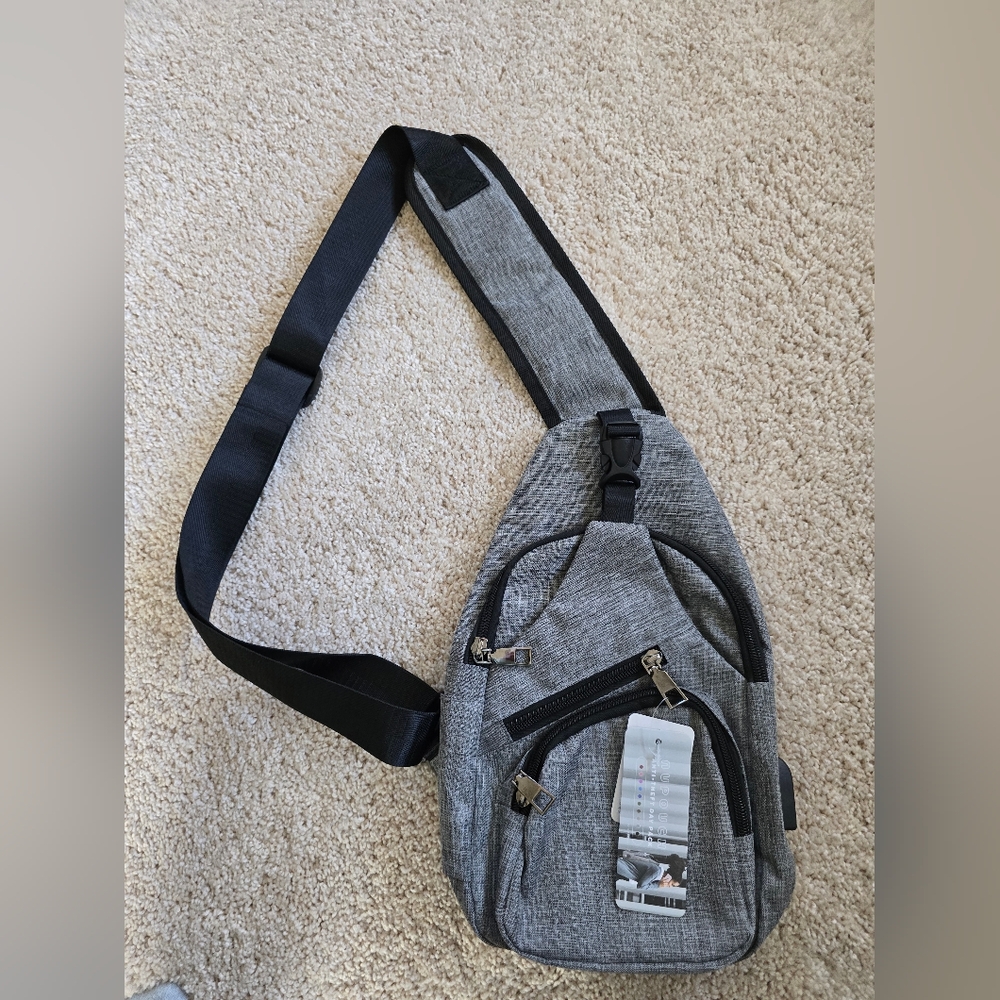 New Nupouch Rucksack Bag Crossbody Usb Charging Port In Gray